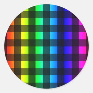 Rainbow und Black Buffalo Kariert Runder Aufkleber