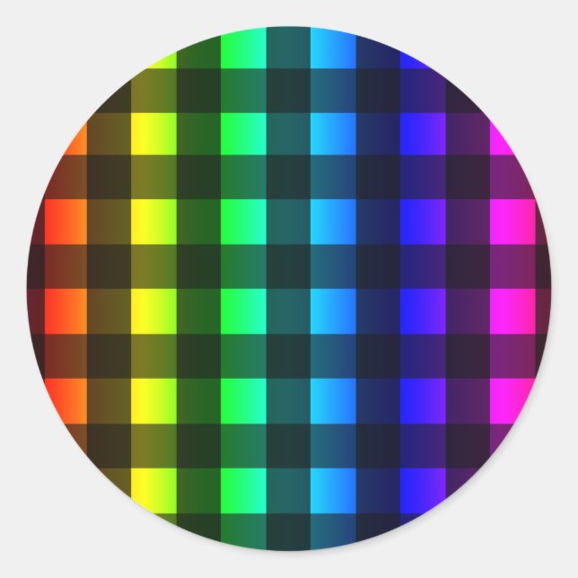 Rainbow und Black Buffalo Kariert Runder Aufkleber (Vorderseite)