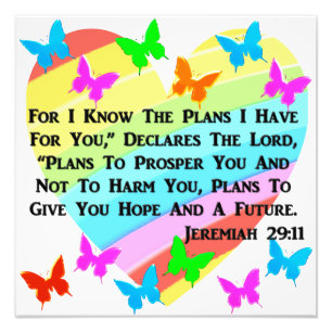 RAINBOW UND HERZEN JEREMIAH 29:11 FOTODRUCK