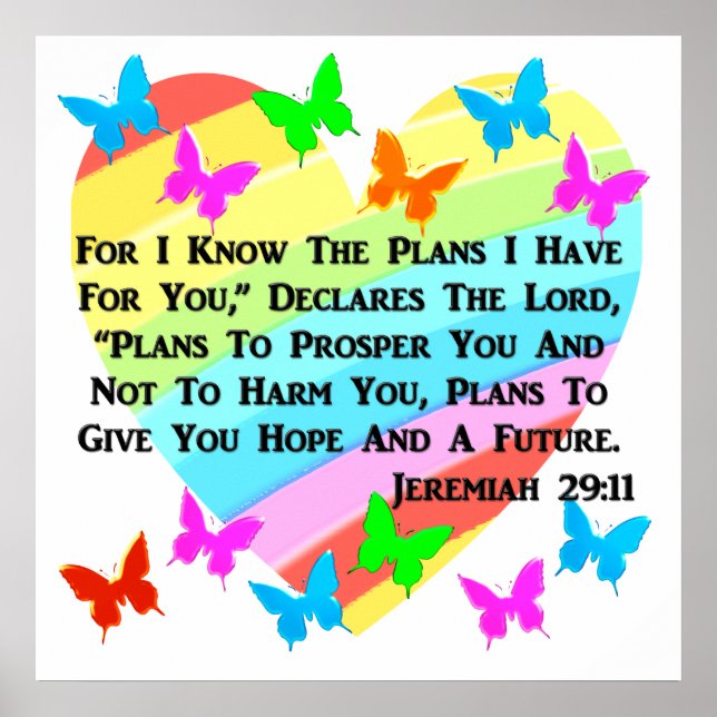 RAINBOW UND HERZEN JEREMIAH 29:11 POSTER (Vorne)