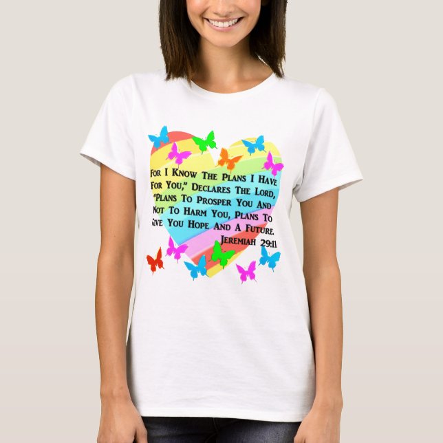 RAINBOW UND HERZEN JEREMIAH 29:11 T-Shirt (Vorderseite)