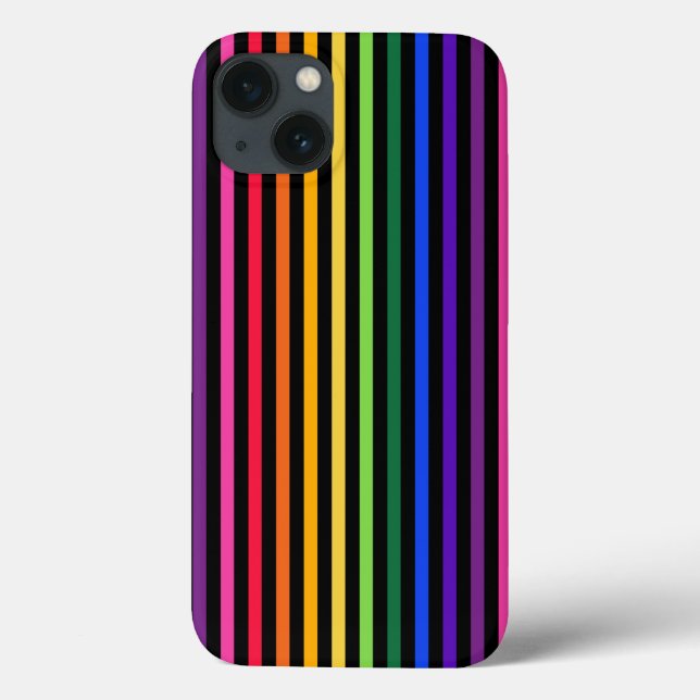 Rainbow und schwarze Streifen Case-Mate iPhone Geh Hülle (Rückseite)