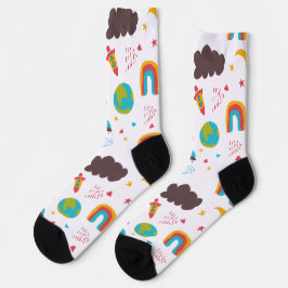 Rainbow- und Weltraumkindermuster Socken