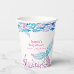 Rainbow Under Sea Mermaid Schwanz Babydusche Pappbecher