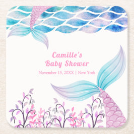 Rainbow Under Sea Mermaid Schwanz Babydusche Rechteckiger Pappuntersetzer