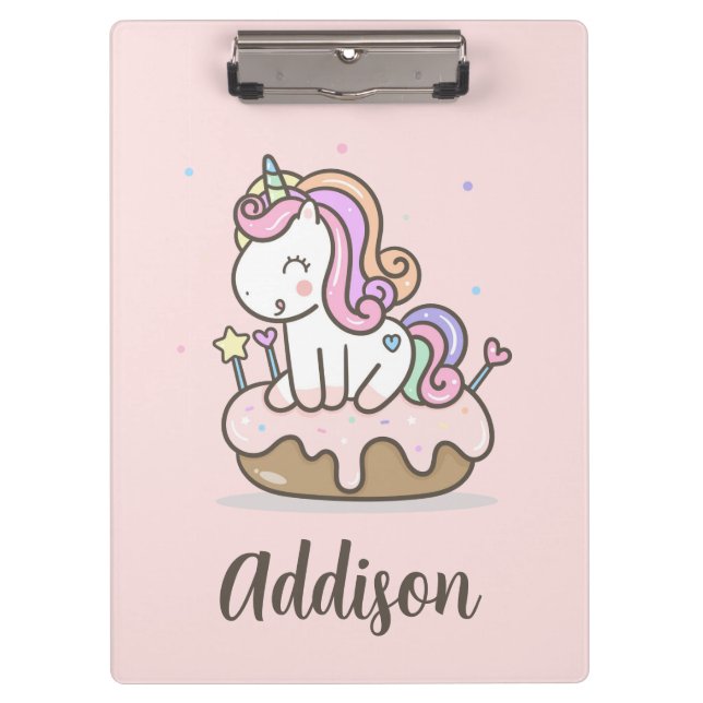 Rainbow Unicorcake Personalisierte Zwischenablage Klemmbrett (Vorderseite)