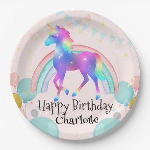 Rainbow Unicoress Princess Geburtstagsparty Pappteller