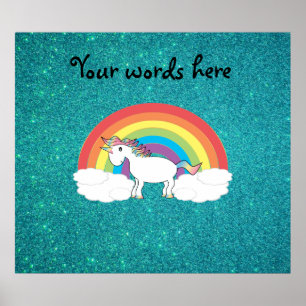 Rainbow unicorfarbener türkisfarbener Glitzer Poster