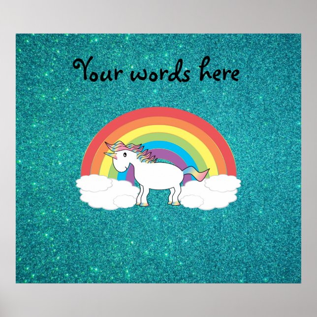 Rainbow unicorfarbener türkisfarbener Glitzer Poster (Vorne)