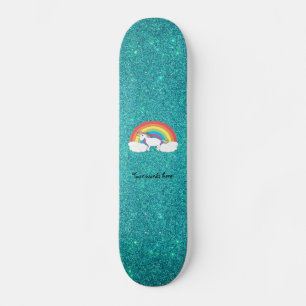 Rainbow unicorfarbener türkisfarbener Glitzer Skateboard
