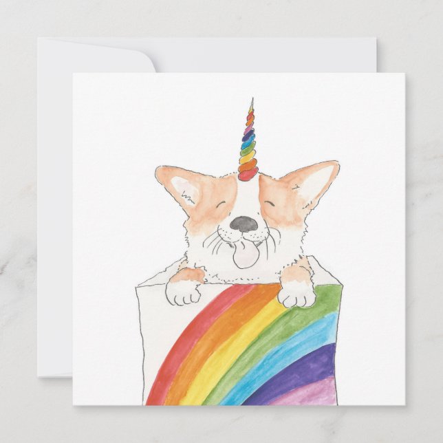 Rainbow Unicorgi Flachkarte Karte (Vorderseite)