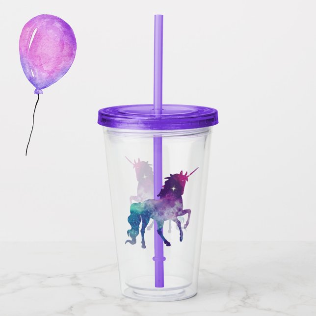 Rainbow Unicorn Acrylic Tumbler Acryltrinkbecher (Von Creator hochgeladen)