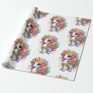 Rainbow Unicorn Anime Cartoon Geschenkpapier