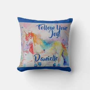 Rainbow Unicorn Aquarellfarben Kinder Name Cushion Kissen