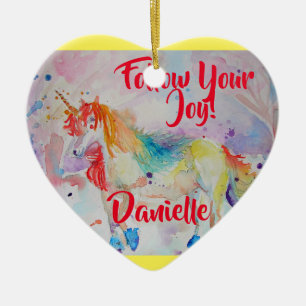 Rainbow Unicorn Aquarellfarben Kinder Name Decorat Keramik Ornament