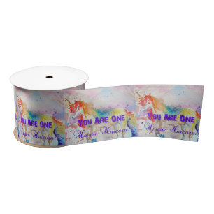 Rainbow Unicorn Aquarellmalerei Satin Ribbon Satinband