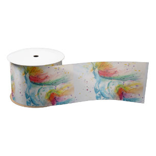 Rainbow Unicorn Aquarellmalerei Satin Ribbon Satinband
