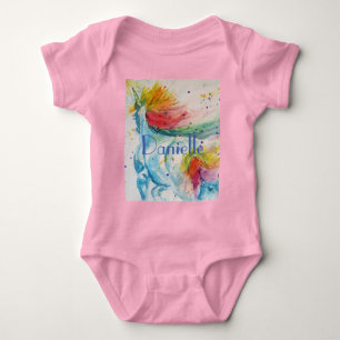 Rainbow Unicorn Babies Aquarellkunst Baby Strampler