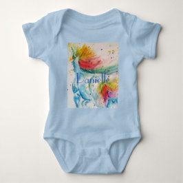 Rainbow Unicorn Babies Aquarellkunst Baby Strampler