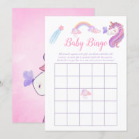 Rainbow Unicorn Baby Girl Dusche Bingo