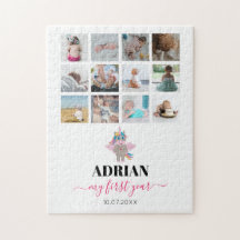 Rainbow Unicorn Baby Girl First Year Foto Collage