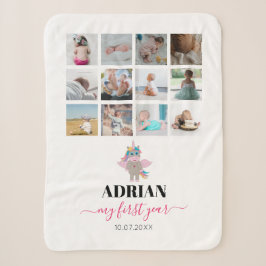 Rainbow Unicorn Baby Girl First Year Foto Collage Sherpadecke