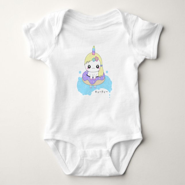 Rainbow Unicorn Baby Strampler (Vorderseite)