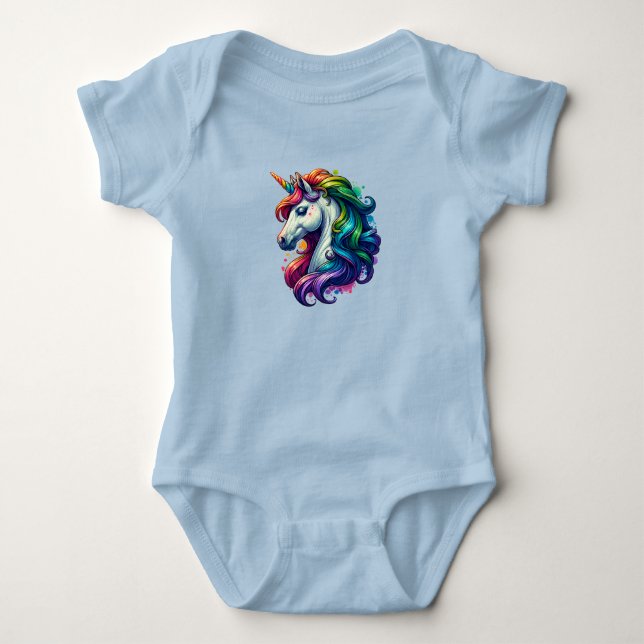 Rainbow Unicorn Baby Suite Strampler (Vorderseite)
