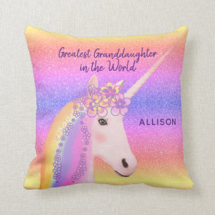Rainbow Unicorn Bester Grandtochter Individuelle N Kissen