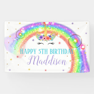 Rainbow Unicorn Birthday Banner Unicorn Gesicht