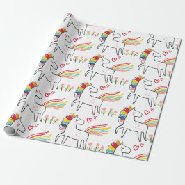 Rainbow Unicorn Birthday Custom Name Geschenkpapier