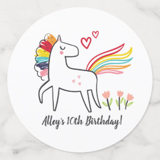 Rainbow Unicorn Birthday Custom Name Konfetti