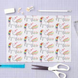 Rainbow Unicorn Birthday Custom Name Seidenpapier