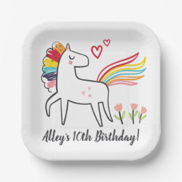 Rainbow Unicorn Birthday Custom Name Stickers Pappteller