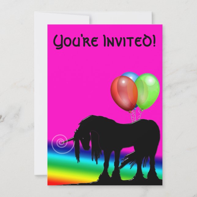 Rainbow Unicorn Birthday Einladung (Vorderseite)