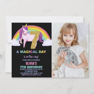 Rainbow Unicorn Birthday Einladungen Foto