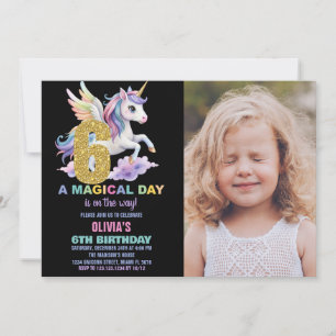 Rainbow Unicorn Birthday Einladungen zum Foto