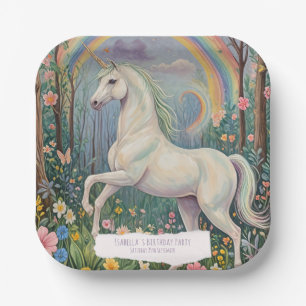 Rainbow Unicorn Birthday Pappteller