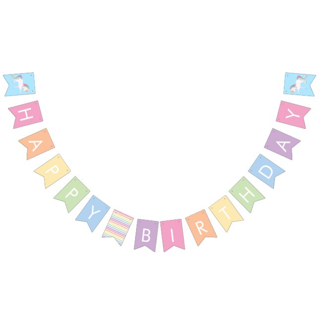 Rainbow Unicorn Birthday Wimpelkette (Alle)