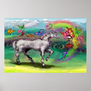 Rainbow Unicorn Butterfells Feen Poster