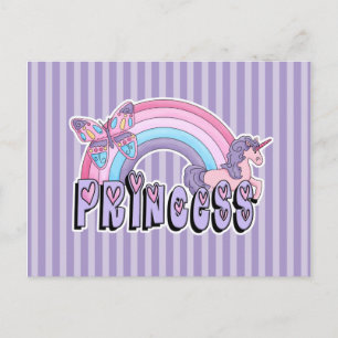 Rainbow Unicorn Butterfly Princess Design Postkarte