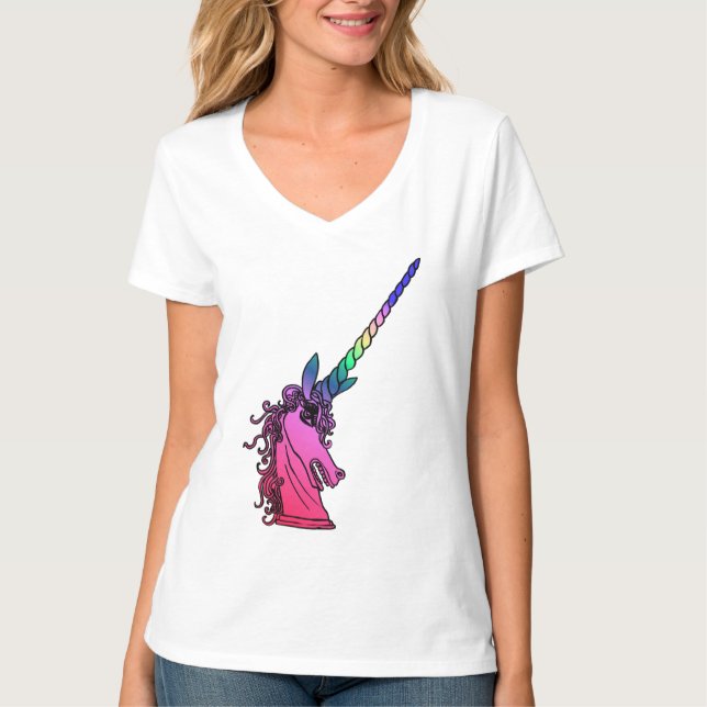 Rainbow Unicorn Cameo Emblem Graphic T-Shirt (Vorderseite)