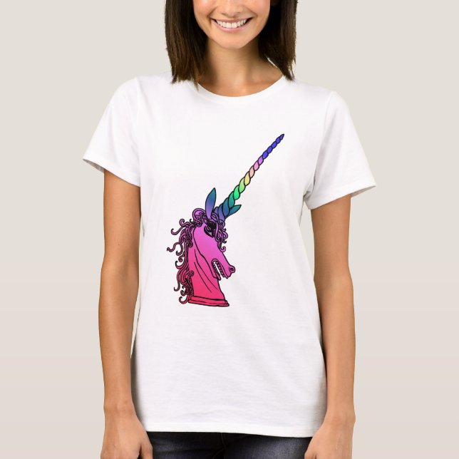 Rainbow Unicorn Cameo Emblem Long Sleeve T-Shirt (Vorderseite)