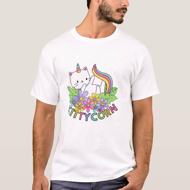 Rainbow Unicorn Cat Kittycorn Long Sleeve T-Shirt (Vorderseite)