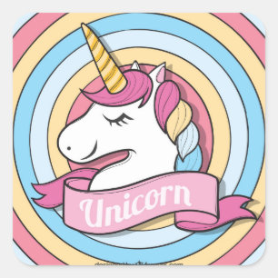 Rainbow Unicorn Circles Quadratischer Aufkleber