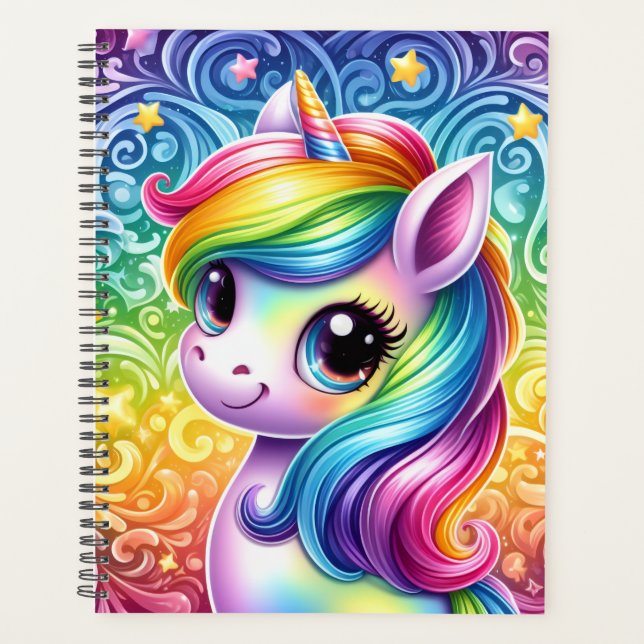 Rainbow unicorn cute fun planner book planer (Vorderseite)