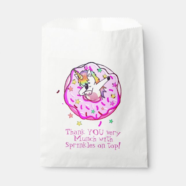 Rainbow Unicorn Dab Dance fun Pink Iced Donut Geschenktütchen (Vorderseite)