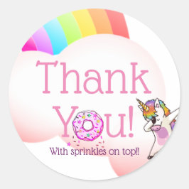 Rainbow Unicorn Dab Dance Pose Pink Iced Donut Runder Aufkleber