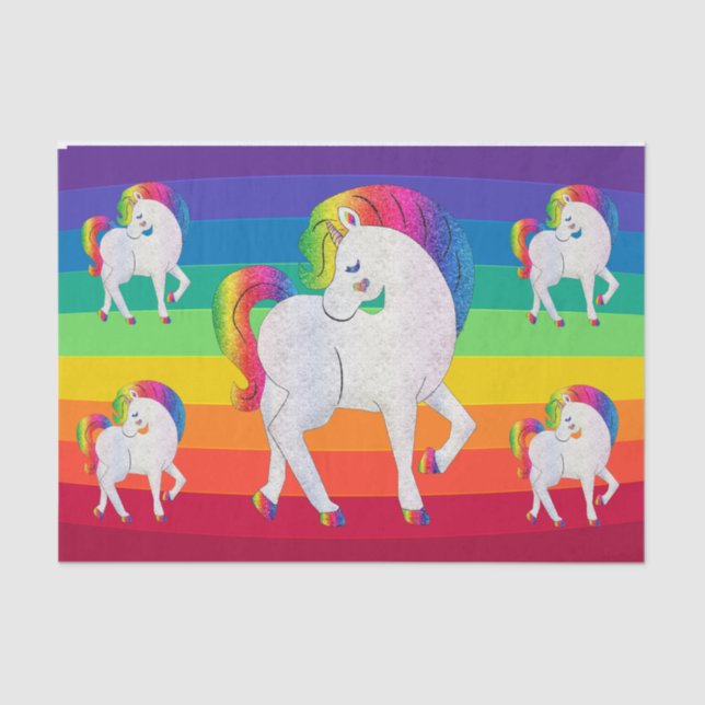 Rainbow Unicorn Decoupage Tissue Paper Seidenpapier (Vorderseite)