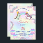 Rainbow Unicorn & Dinosaur Friends Birthday Party Postkarte<br><div class="desc">Rainbow Unicorn & Dinosaur Friends Birthday Party</div>